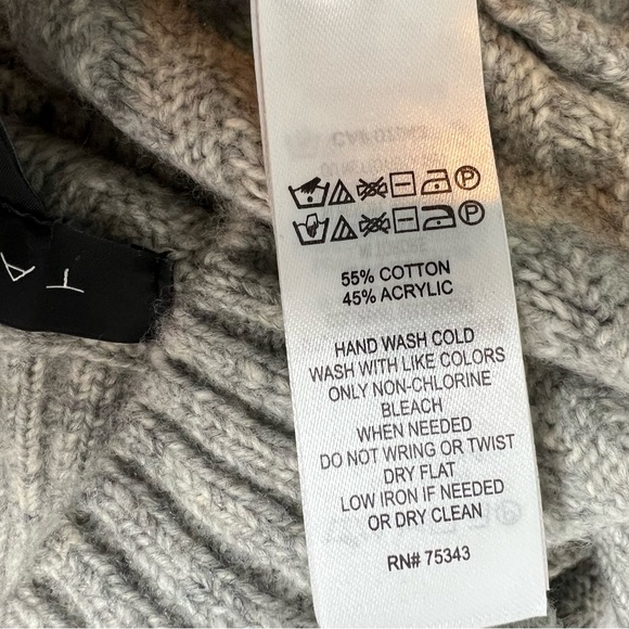 NWT Tahari Women's Small Gray Cable Knit Mock Neck Midi Sheath Sweater Dress - Picture 6 of 7